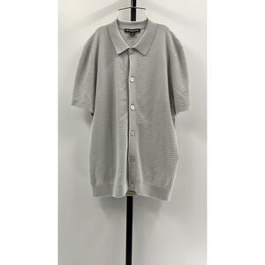 Michael Kors Men Cotton Tuck Stitch Shirt Gray Sleeved Top XS